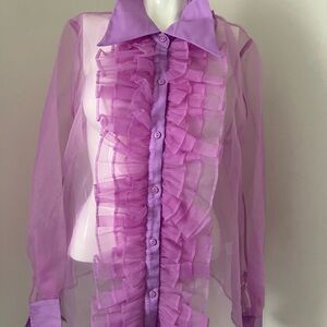 Sheer Purple Ruffle Blouse Fashion Nova Beautiful Blouse. XL but fits like a L